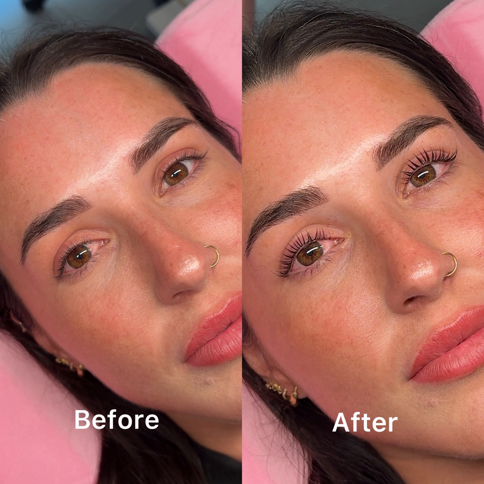 Brow lamination before and after