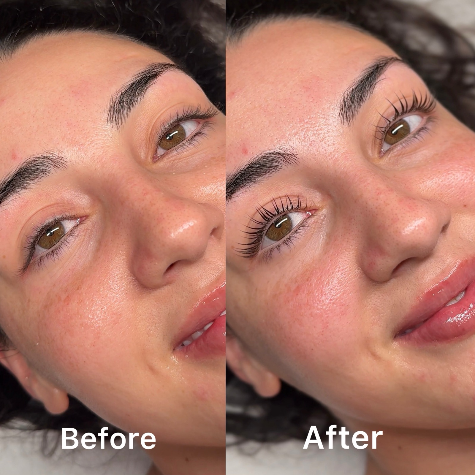 Keratin lash lift and tint before-and-after