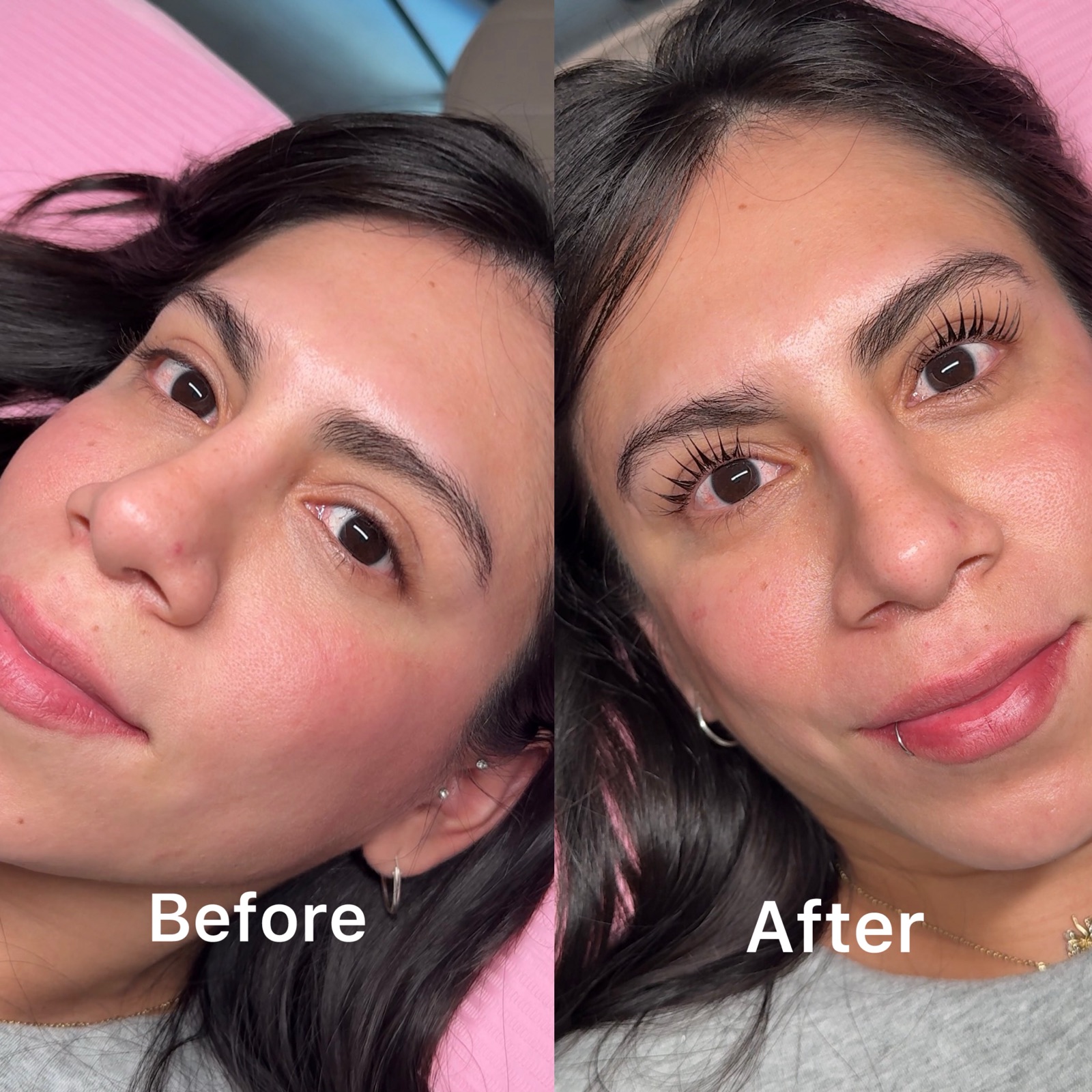 Keratin lash lift and tint result